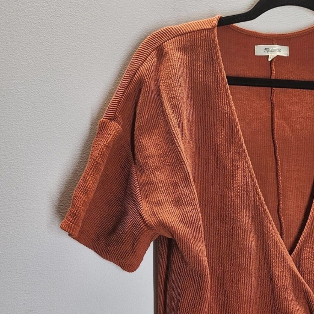 Madewell Wrap Jumpsuit Orange Textured Knit Tie-Knot Size Medium - Picture 4 of 9